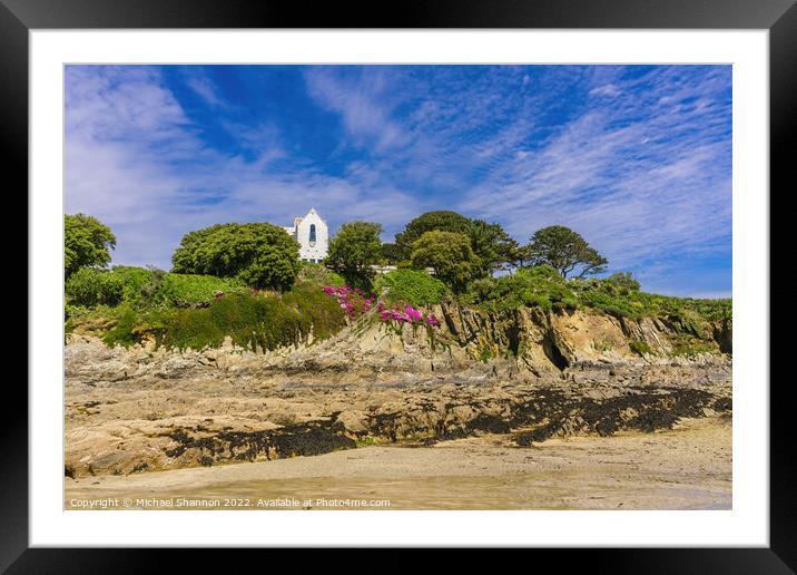 Chapel Point beach and headland in Cornwall Framed Mounted Print by Michael Shannon