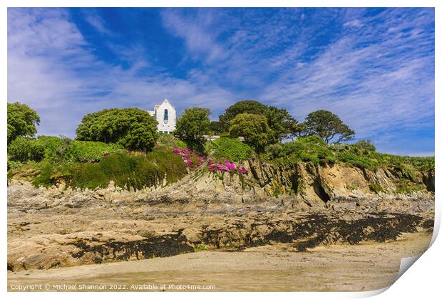 Chapel Point beach and headland in Cornwall Print by Michael Shannon