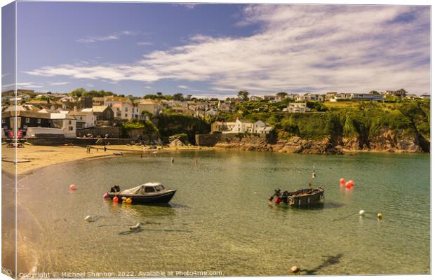 Harbour area and beach in Gorran Haven, Cornwall Canvas Print by Michael Shannon