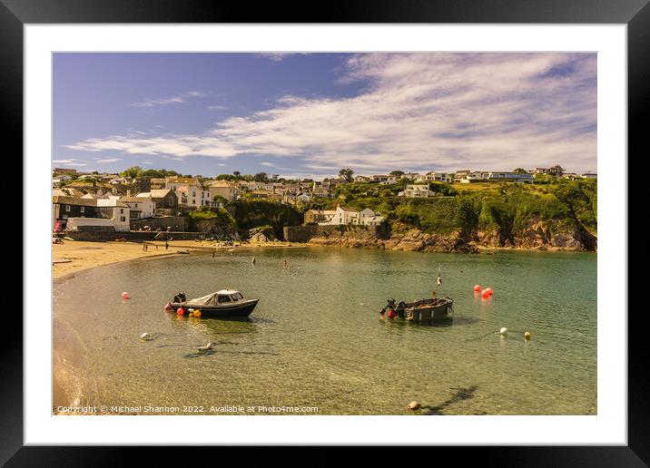 Harbour area and beach in Gorran Haven, Cornwall Framed Mounted Print by Michael Shannon