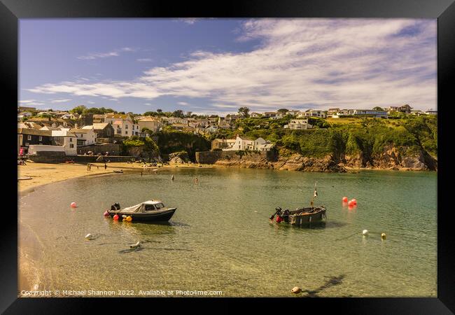 Harbour area and beach in Gorran Haven, Cornwall Framed Print by Michael Shannon