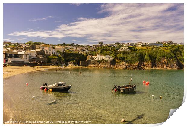 Harbour area and beach in Gorran Haven, Cornwall Print by Michael Shannon