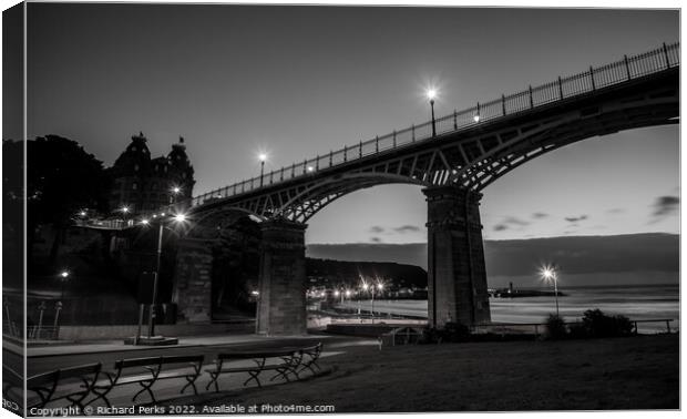 Scarborough Bridge at Night Canvas Print by Richard Perks