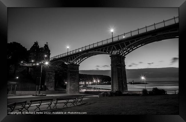 Scarborough Bridge at Night Framed Print by Richard Perks