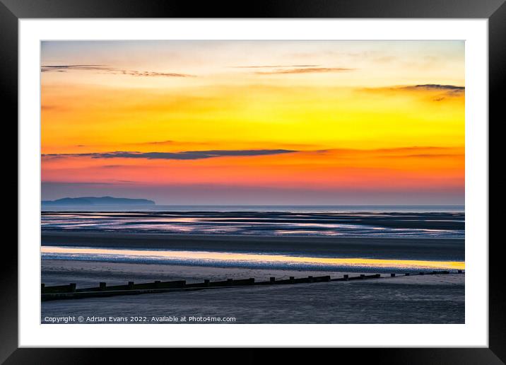 Coast Of Wales Sunset Framed Mounted Print by Adrian Evans