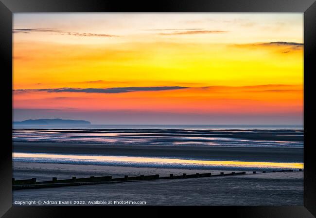Coast Of Wales Sunset Framed Print by Adrian Evans