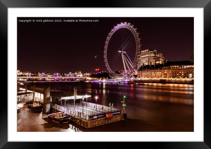 London Eye in mourning  Framed Mounted Print by mick gibbons