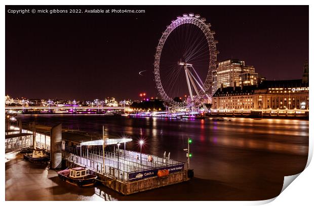 London Eye in mourning  Print by mick gibbons