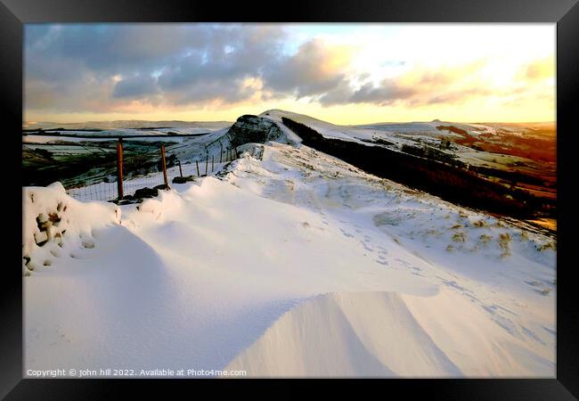 The Great Ridge in Winter, Derbyshire, UK. Framed Print by john hill
