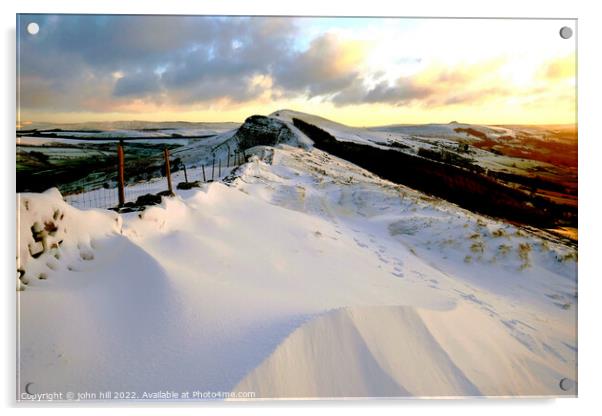 The Great Ridge in Winter, Derbyshire, UK. Acrylic by john hill