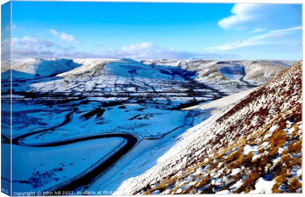 Peak district Vale of Edale in Winter Derbyshire, UK. Canvas Print by john hill