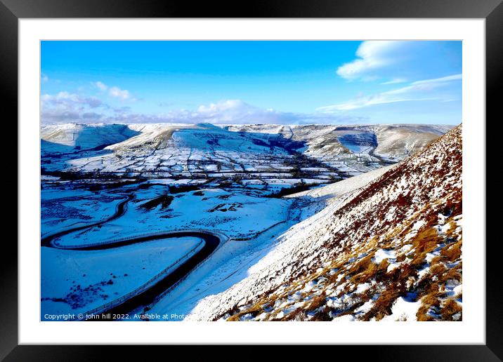 Peak district Vale of Edale in Winter Derbyshire, UK. Framed Mounted Print by john hill