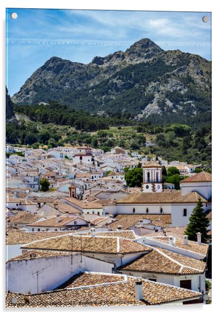  Grazalema Village and mountains. Acrylic by Chris North