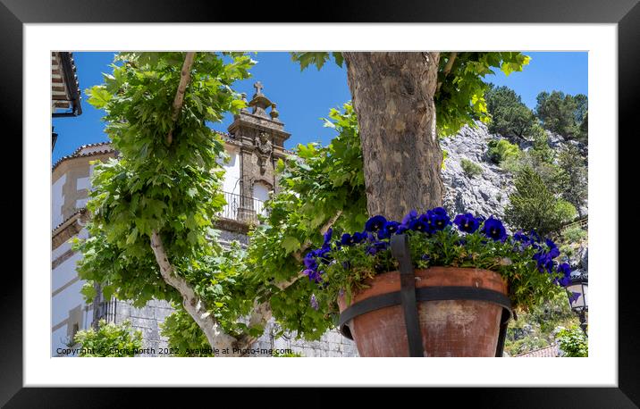 Grazalema plaza and church. Framed Mounted Print by Chris North