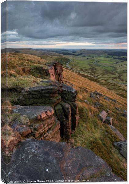Shining Tor overlooking the Cheshire plain, Macclesfield, Cheshire, UK Canvas Print by Steven Nokes