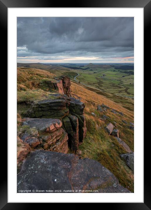 Shining Tor overlooking the Cheshire plain, Macclesfield, Cheshire, UK Framed Mounted Print by Steven Nokes