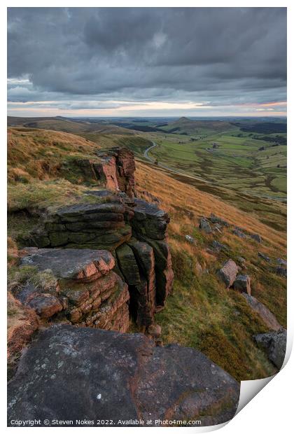 Shining Tor overlooking the Cheshire plain, Macclesfield, Cheshire, UK Print by Steven Nokes