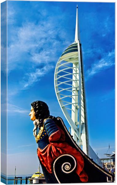 Figurehead in front of the Spinnaker  Canvas Print by Joyce Storey