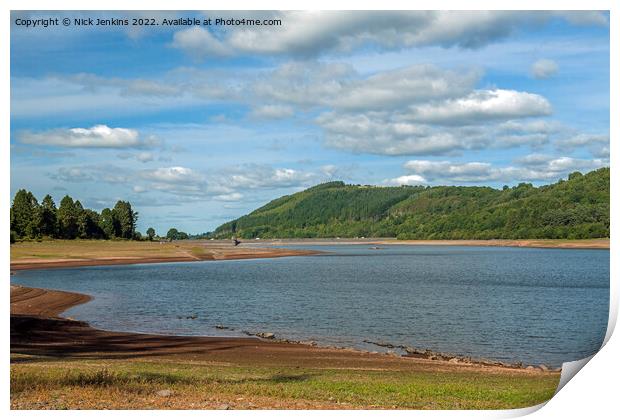 Talybont Reservoir in September Following Dry Spell Print by Nick Jenkins