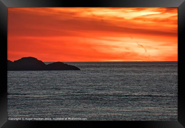 Serene Ramsey Island Sunset Framed Print by Roger Mechan