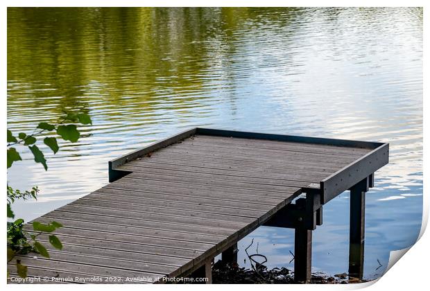 Landing Stage at Apley Wood Fishing Pool Print by Pamela Reynolds