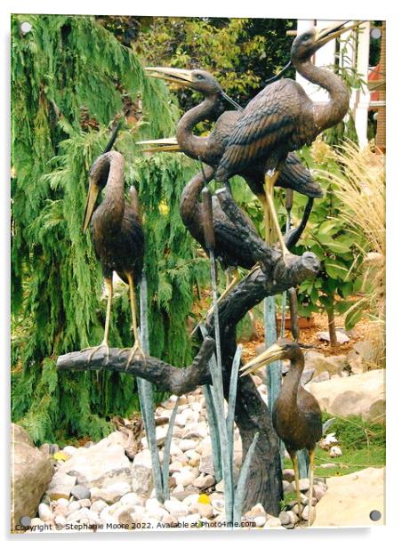 Ornamental Herons Acrylic by Stephanie Moore