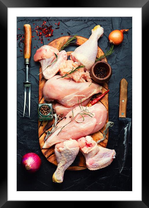 Assortment chicken parts for cooking. Framed Mounted Print by Mykola Lunov Mykola