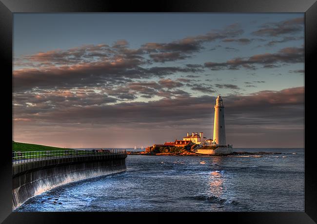 St Marys Lighthouse at Sunset Framed Print by Kevin Tate