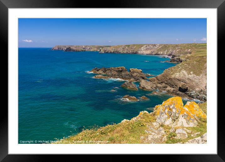 View from the walk from Lizard Point to Kynance co Framed Mounted Print by Michael Shannon