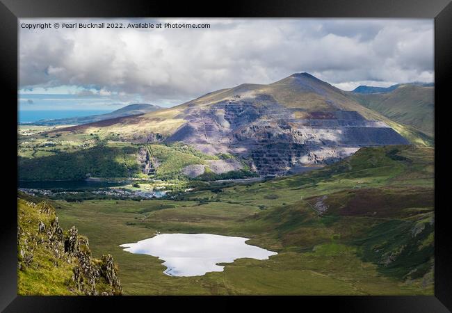 Lake and Slate Above Llanberis Snowdonia Wales Framed Print by Pearl Bucknall
