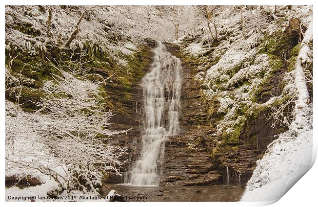Snow Covered Waterfall Print by Ian Collins