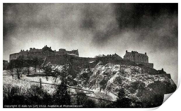 Edinburgh Castle in winter storm Print by dale rys (LP)