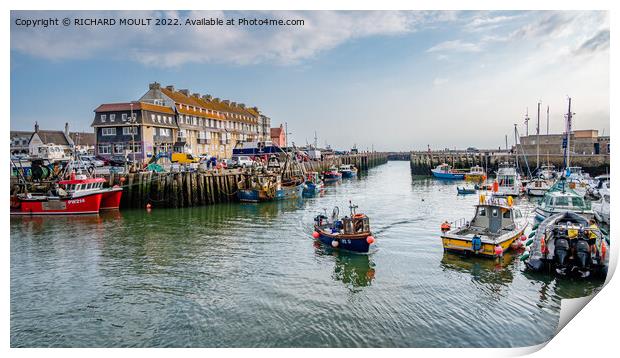 West Bay Harbour Fishing Boats Print by RICHARD MOULT