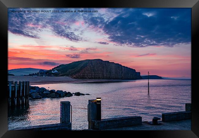 Sunrise at West Bay in Dorset Framed Print by RICHARD MOULT