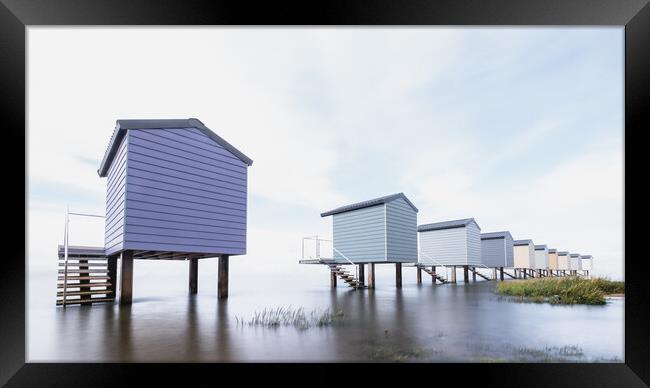 Osea Beach Huts Framed Print by Mark Jones