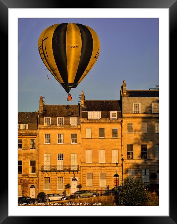 Hot air balloon in Bath  Framed Mounted Print by Rowena Ko