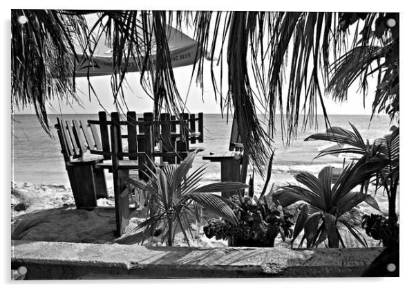 Caribbean beach bar Acrylic by Allan Durward Photography