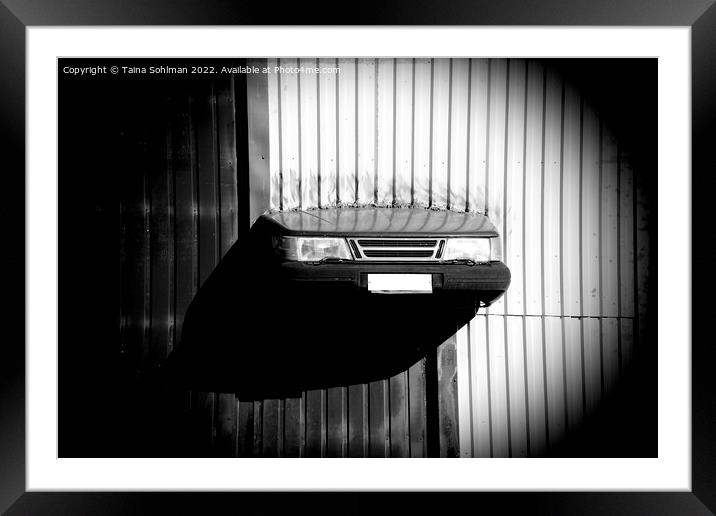 Car Front Through the Wall Monochrome Framed Mounted Print by Taina Sohlman