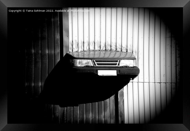 Car Front Through the Wall Monochrome Framed Print by Taina Sohlman
