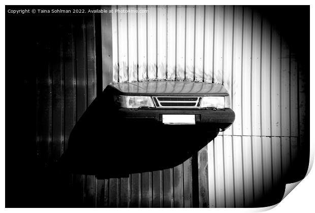 Car Front Through the Wall Monochrome Print by Taina Sohlman