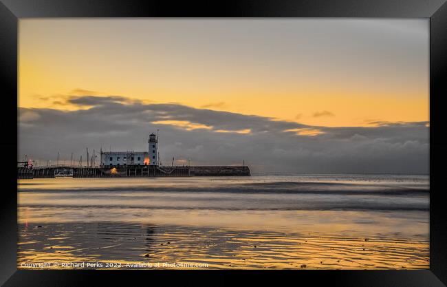 The Lighthouse and Harbour - Scarborough Framed Print by Richard Perks