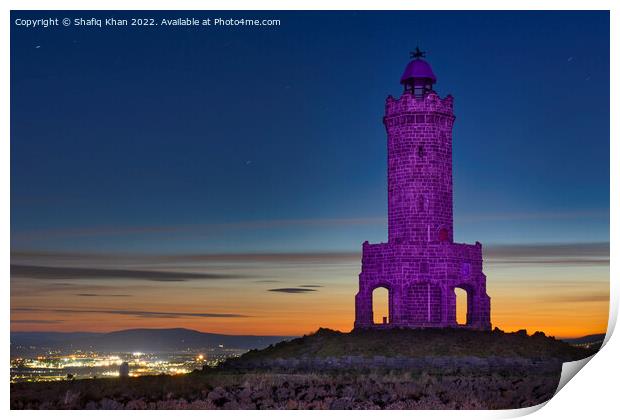 Darwen/Jubilee Tower, Lancashire - Light Paintied in Purple for HM the Queen Print by Shafiq Khan