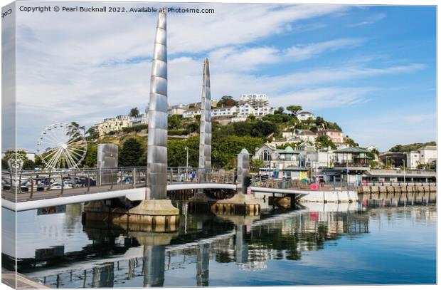 Torquay Marina Bridge Devon Coast Canvas Print by Pearl Bucknall