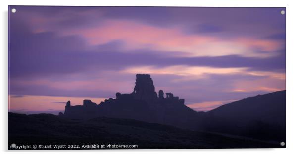 Corfe Castle Sunrise Acrylic by Stuart Wyatt