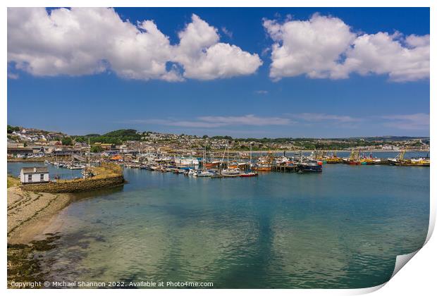 Sunny summer's day, Newlyn Harbour, Cornwall Print by Michael Shannon