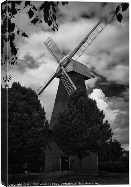 Rayleigh town windmill Canvas Print by Ann Biddlecombe