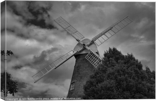 Rayleigh in Essex windmill Canvas Print by Ann Biddlecombe