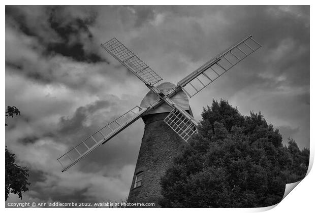 Rayleigh in Essex windmill Print by Ann Biddlecombe