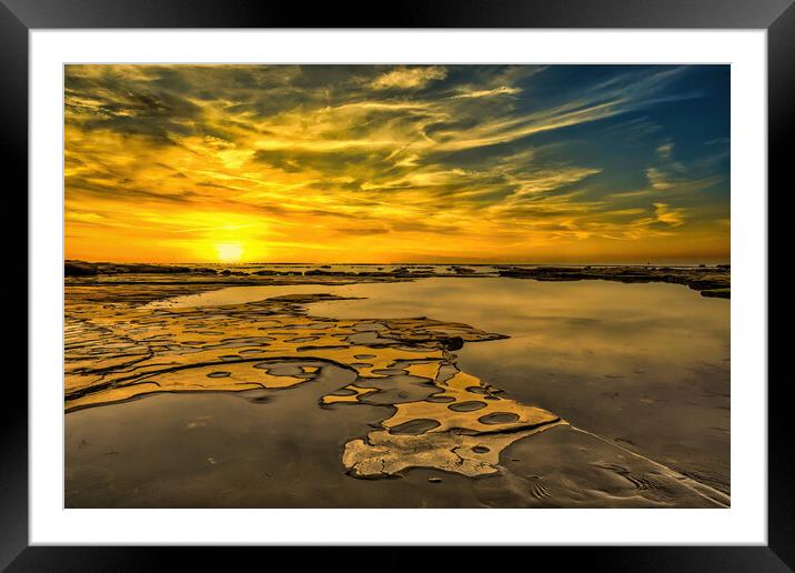 Sand, Sea, Sun Framed Mounted Print by Darren Ball