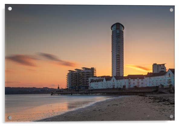 Meridian tower Swansea bay Acrylic by Bryn Morgan